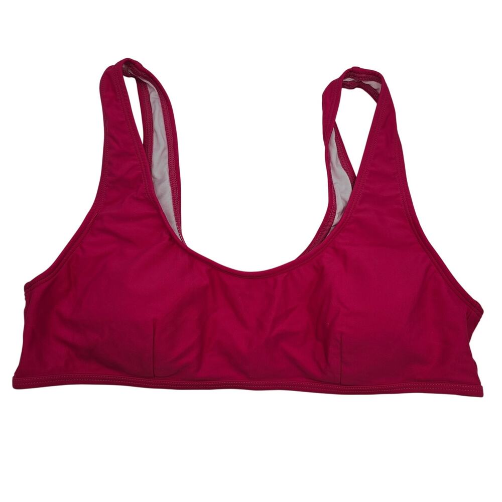 Halara Womans size L Solid U Neck Pull On Bikini Top Swimsuit Sakura/Pink  NEW